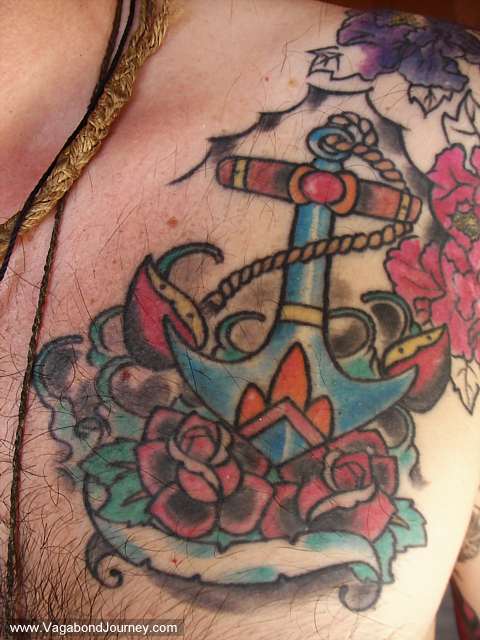 Traditional style Anchor tattoo that was done in San Jose, Costa Rica.