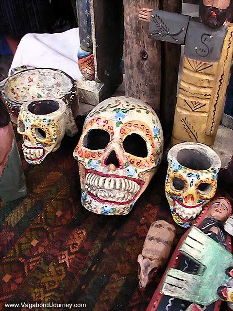 Mexican skulls for sale at the Chichicastenango market