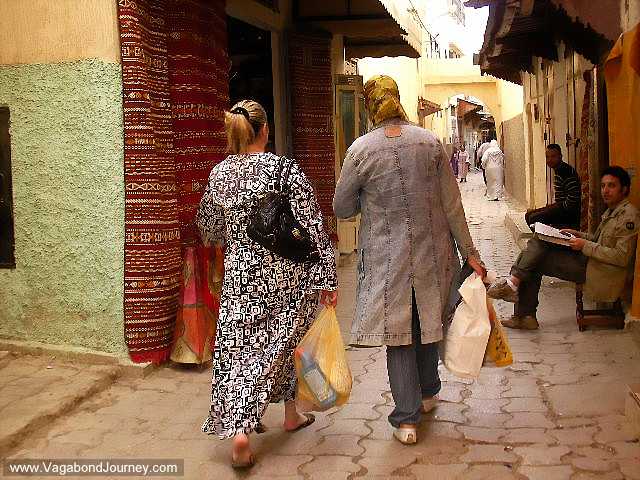 dressed Moroccan women.