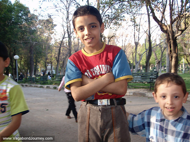 syrian boys in park aleppo, syria