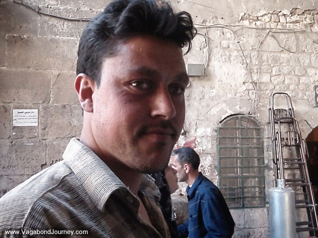 arab man in syriaPeople and Souqs of Aleppo, Syriabr><br>Arab men on the streets of Aleppo, 
Syria.<br><br>

<script type=