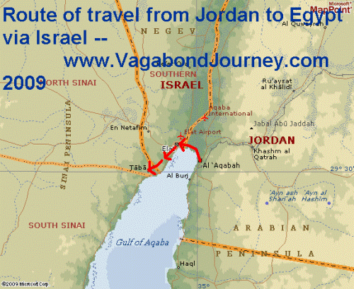 Map Of Egypt And Israel. to Egypt via Israel.