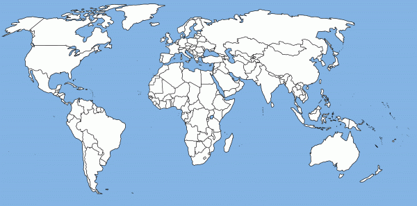 world map with countries outline. world map outline with