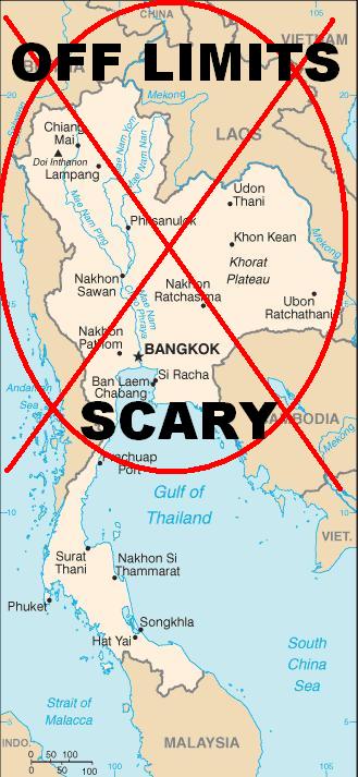 Thailand travel warning map