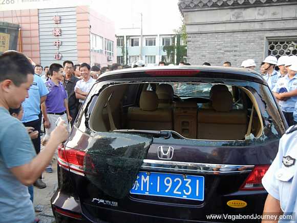 Japanese car smashed in China