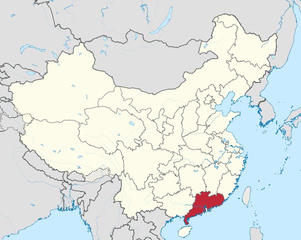 Map of Guangdong province