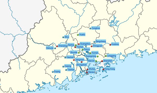 Map of the Pearl River Delta