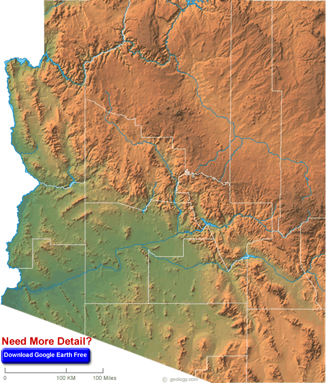 physical map of central african republic. Physical Map of Arizona