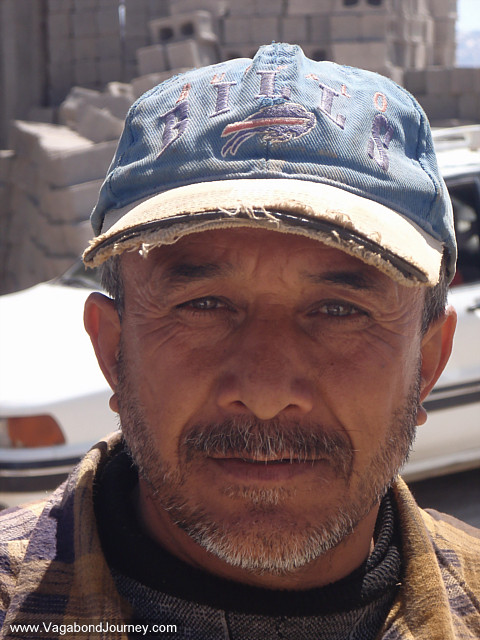 photo of iraqi man in buffalo bills hat
