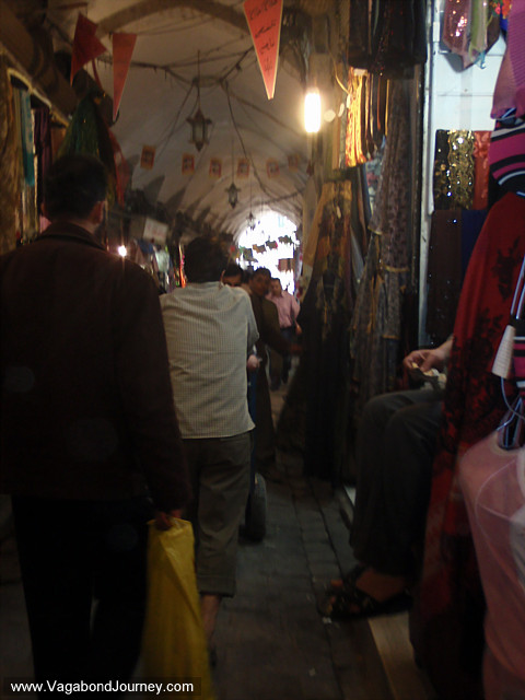 headscarves for sale in souq or market in Aleppo
