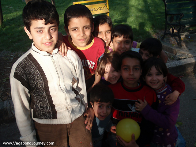syrian children in park in aleppo
