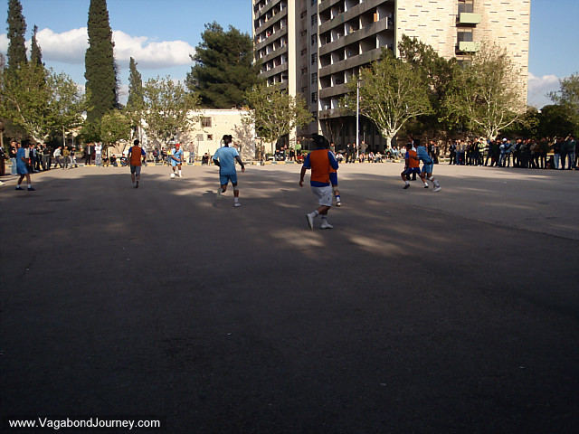 university football match in damascus, syria