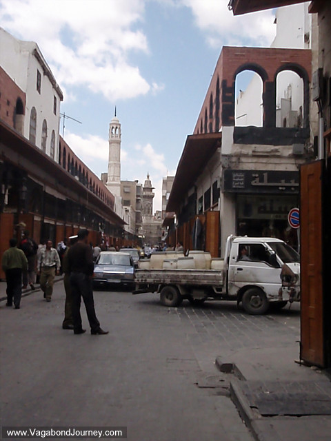 truck in streets of damascus